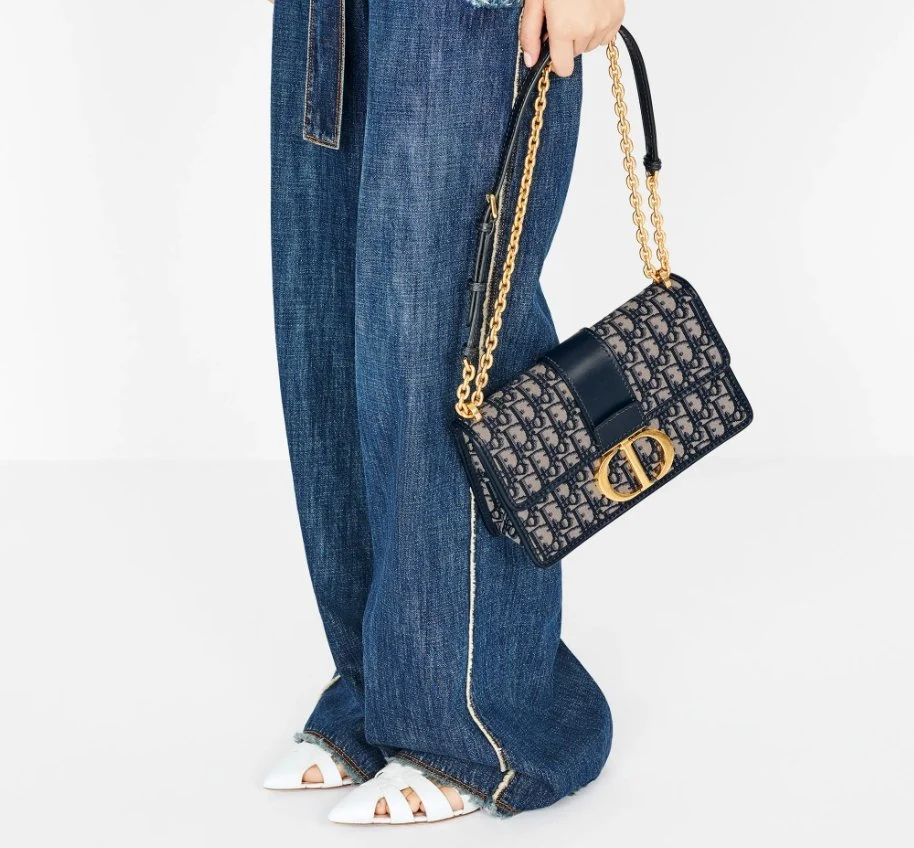 Dior 30 MontaigneI Chain Bag Blue Oblique Jacquard - Image 6