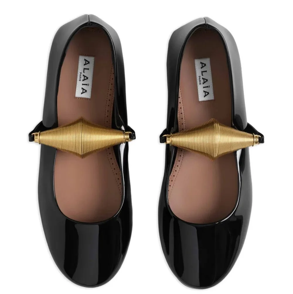 Alaïa Embellished Patent Leather Ballet Flats - Image 3