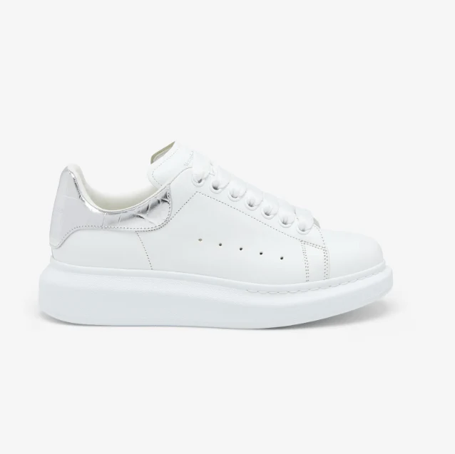 Alexander McQueen Crocodile Back White And Silver