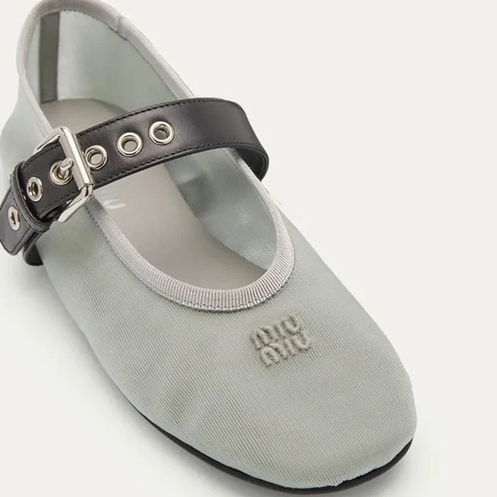 Miu Miu Aluminum Mesh Fabric Ballerinas - Image 3