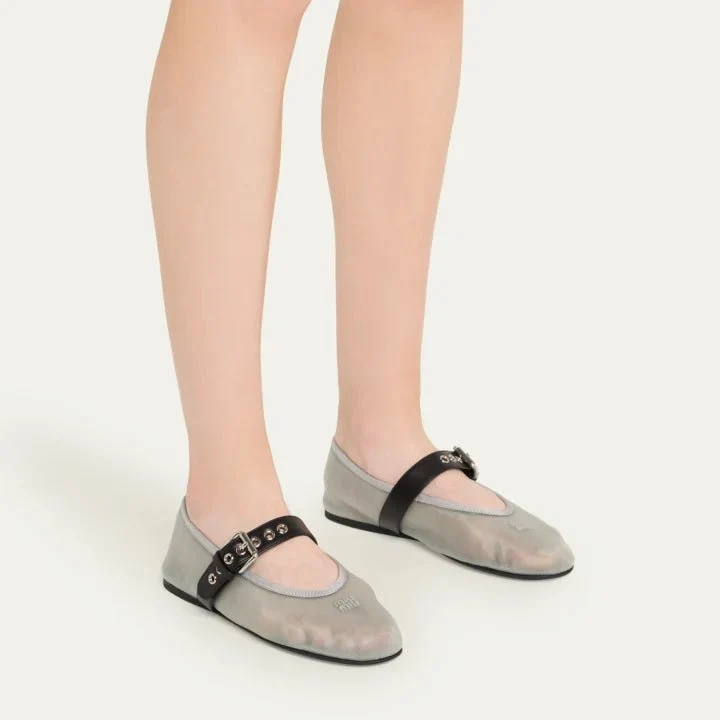 Miu Miu Aluminum Mesh Fabric Ballerinas - Image 4