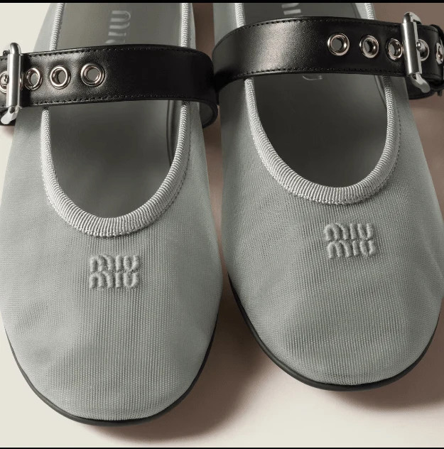 Miu Miu Aluminum Mesh Fabric Ballerinas - Image 5