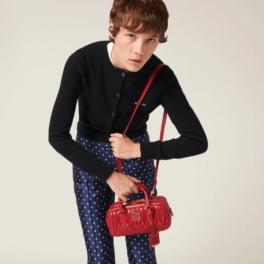 Miu Miu Arcadie Matelassé Nappa Leather -Bag Red - Image 4
