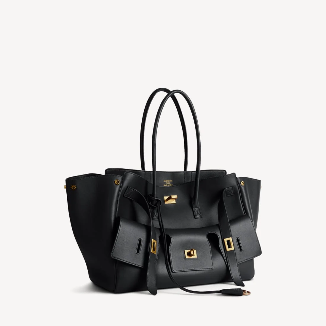 Balenciaga Bel Air Carry All Bag Medium In Black Smooth Calfskin, Aged-Gold Hardware - Image 2