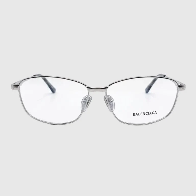 Balenciaga Silver Metal Rectangular Optical Eyeglasses Frame