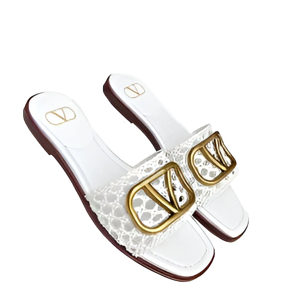 Valentino Garavani White VLogo Slide Sandals - Image 2