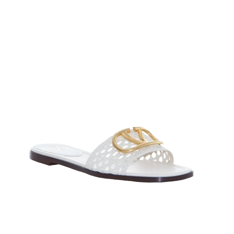 Valentino Garavani White VLogo Slide Sandals - Image 3