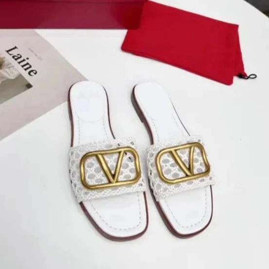 Valentino Garavani White VLogo Slide Sandals - Image 4