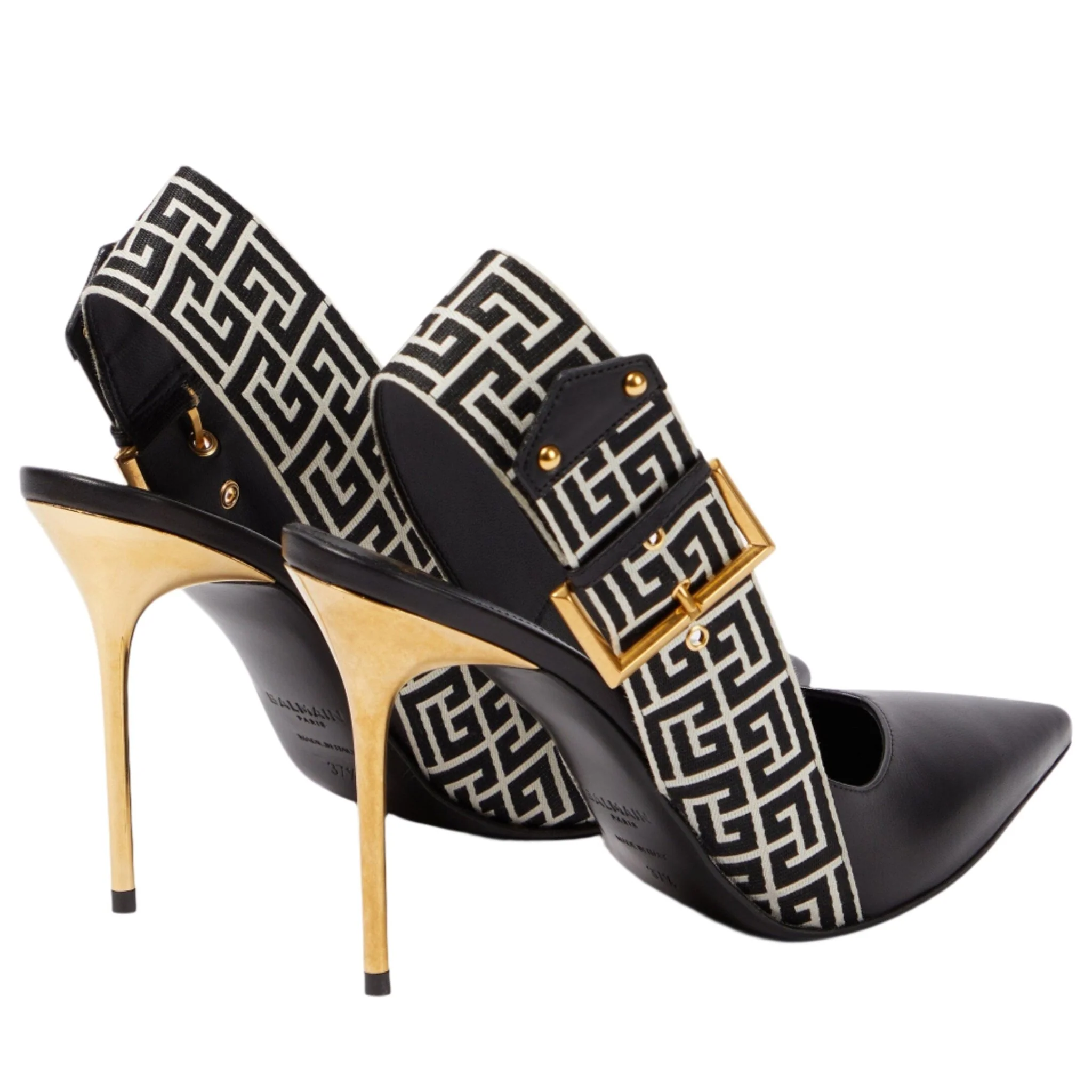 Balmain Ruby Monogram Leather Slingback Pumps - Image 3