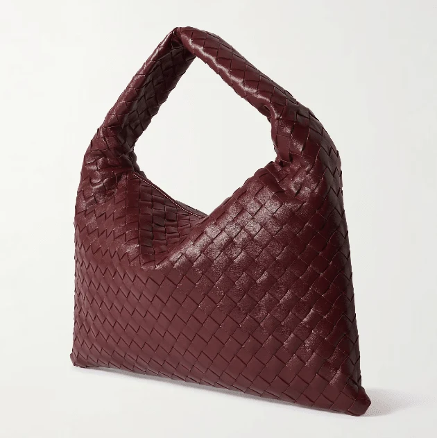 Bottega Small Veneta Hop Burgundy Leather Bag - Image 3