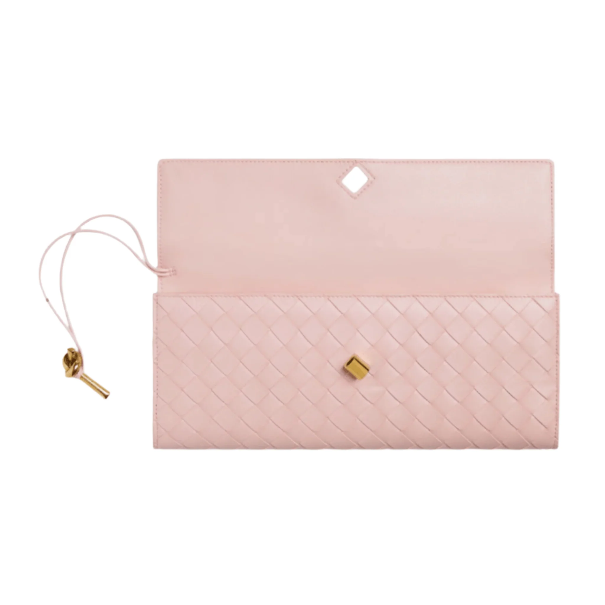 Bottega Veneta Andiamo Clutch Rose Pink Leather with Knotted Strap Feminine Italian Elegance - Image 5