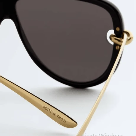 Bottega Veneta Classic Aviator Sunglasses With Gold Ribbon Detail - Image 2