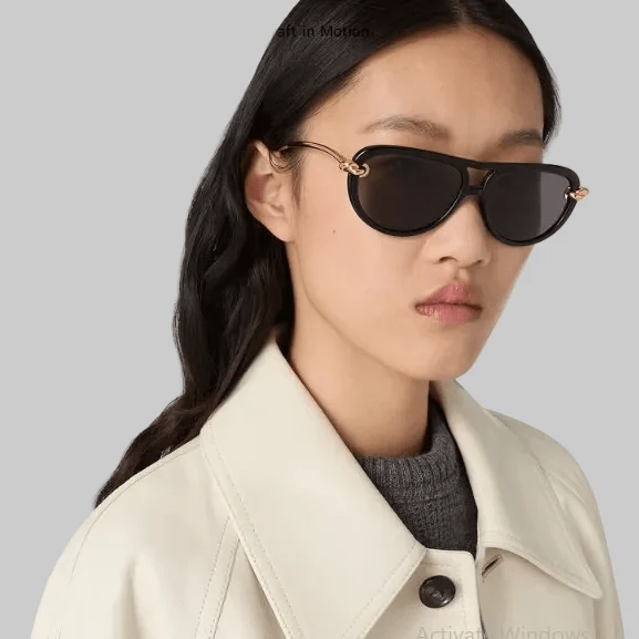 Bottega Veneta Classic Aviator Sunglasses With Gold Ribbon Detail - Image 3