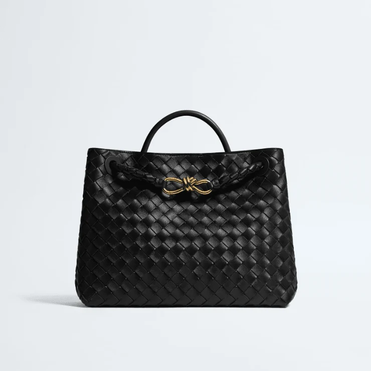 Bottega Veneta Medium Andiamo Crossbody Bag in Intrecciato Leather Black