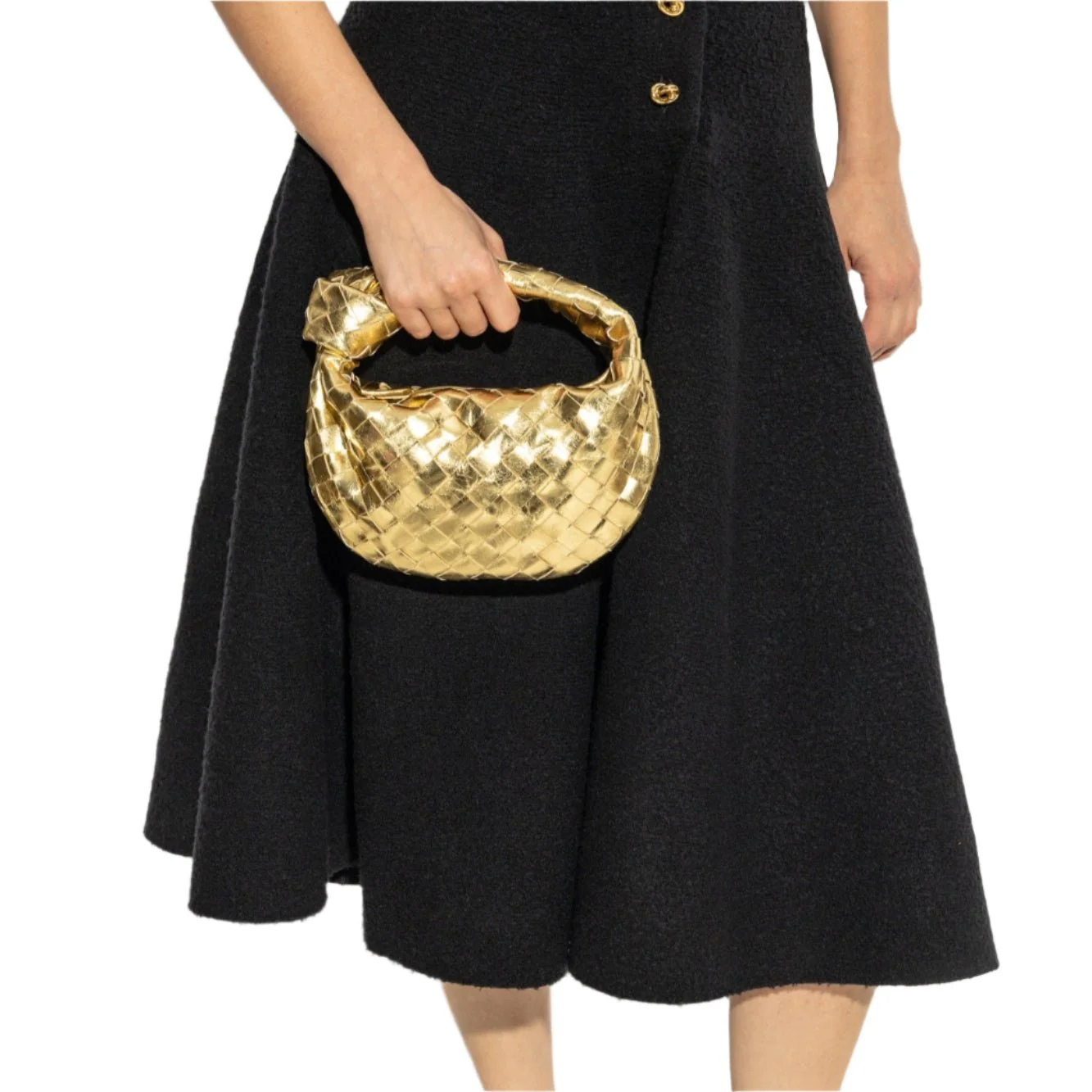 Bottega Veneta Mini Jodie Metallic Gold Leather Bag - Image 4