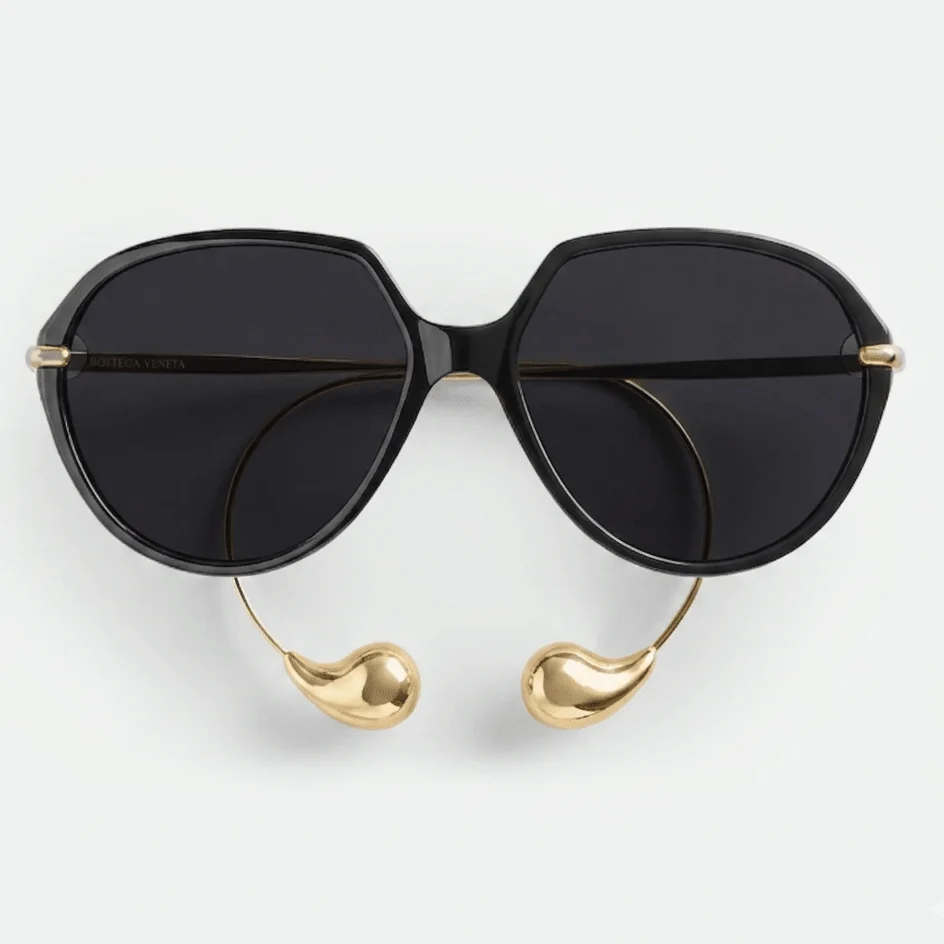 Bottega Veneta Oversized Sunglasses With Iconic Gold Drop Charm