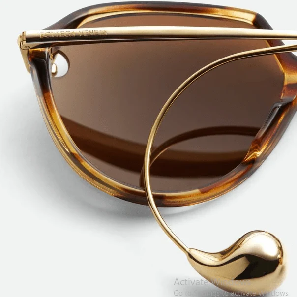 Bottega Veneta Oversized Tortoiseshell Sunglasses With Iconic Gold Drop Charm - Image 2