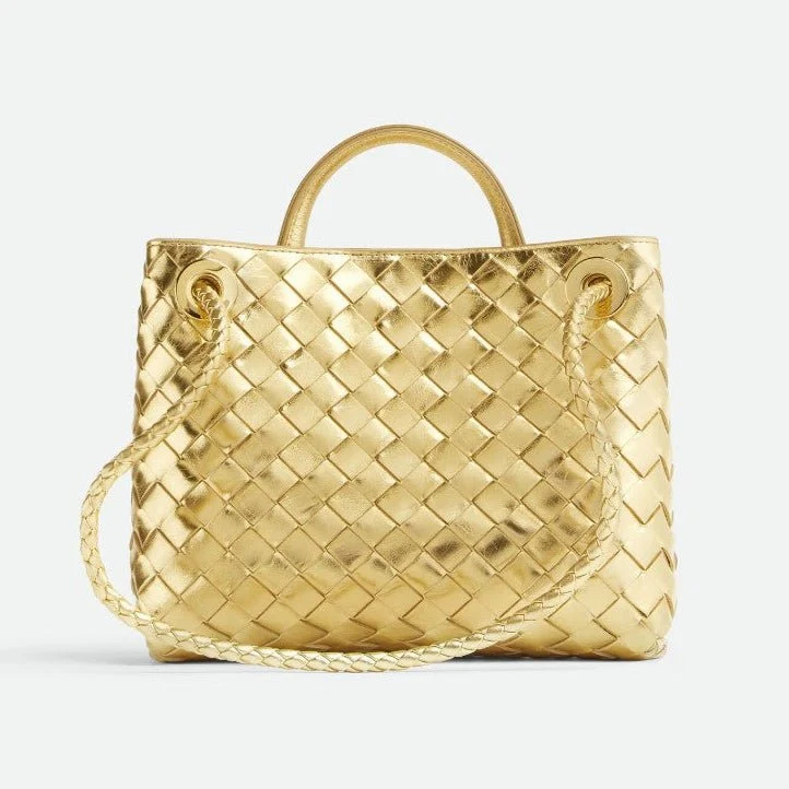 Bottega Veneta Small Andiamo Gold Leather Bag - Image 2