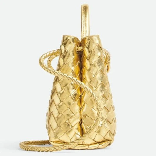 Bottega Veneta Small Andiamo Gold Leather Bag - Image 3