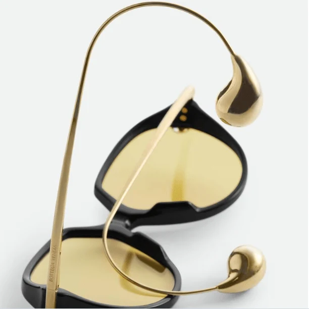 Bottega Veneta Sunglasses Featuring Sculptural Gold Drop Pendants - Image 2
