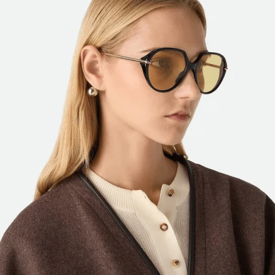 Bottega Veneta Sunglasses Featuring Sculptural Gold Drop Pendants - Image 4