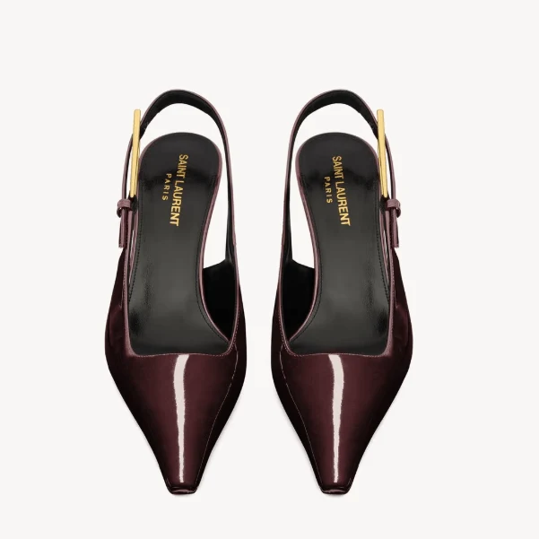 Yves Saint Laurent Bouncing LEE Slingback Pumps — Burgundy Patent Leather - Image 2
