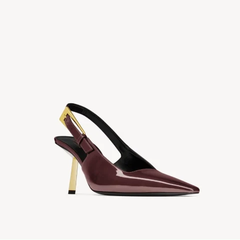 Yves Saint Laurent Bouncing LEE Slingback Pumps — Burgundy Patent Leather - Image 3