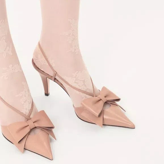 Valentino Bowow Slingback Pumps In Leather - Image 4