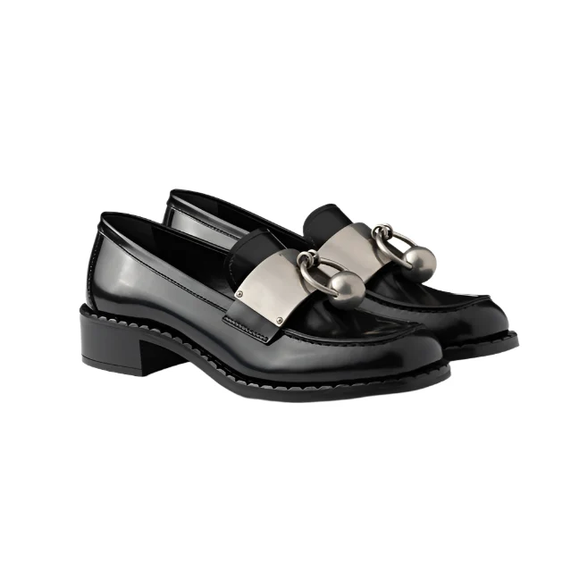 Prada Leather Metal Loafers