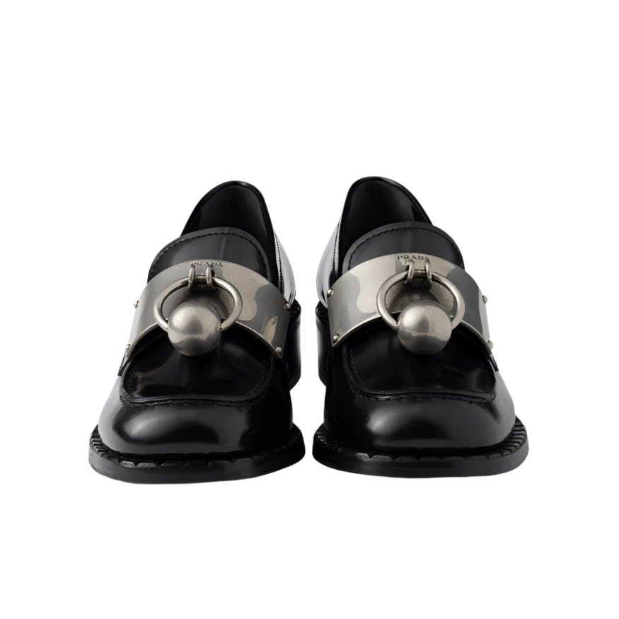 Prada Leather Metal Loafers - Image 2