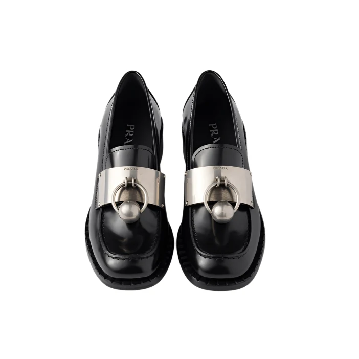 Prada Leather Metal Loafers - Image 3