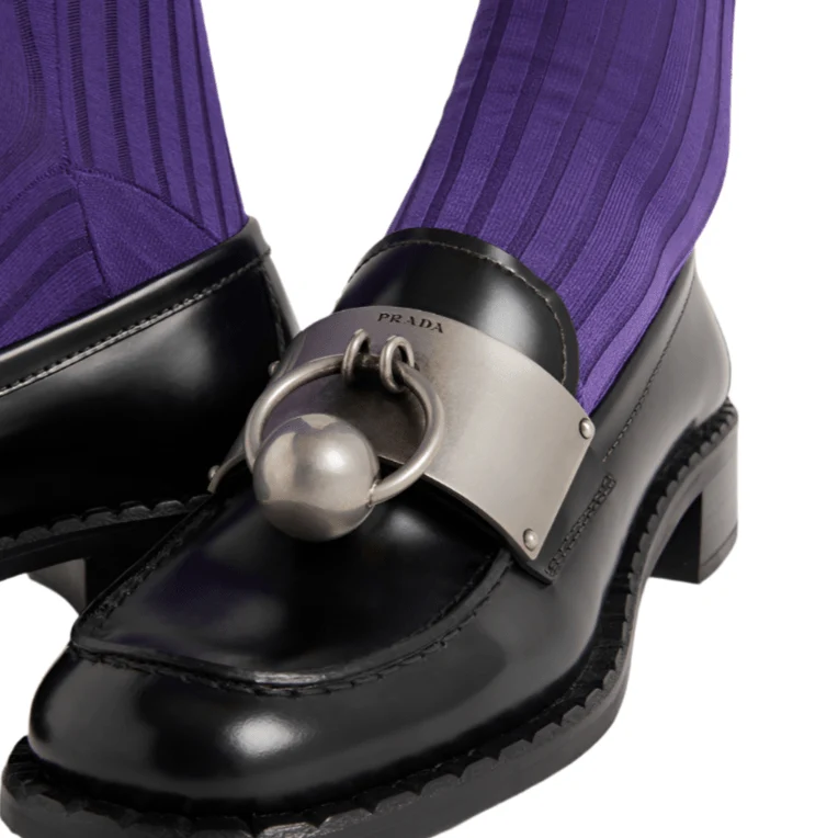 Prada Leather Metal Loafers - Image 4