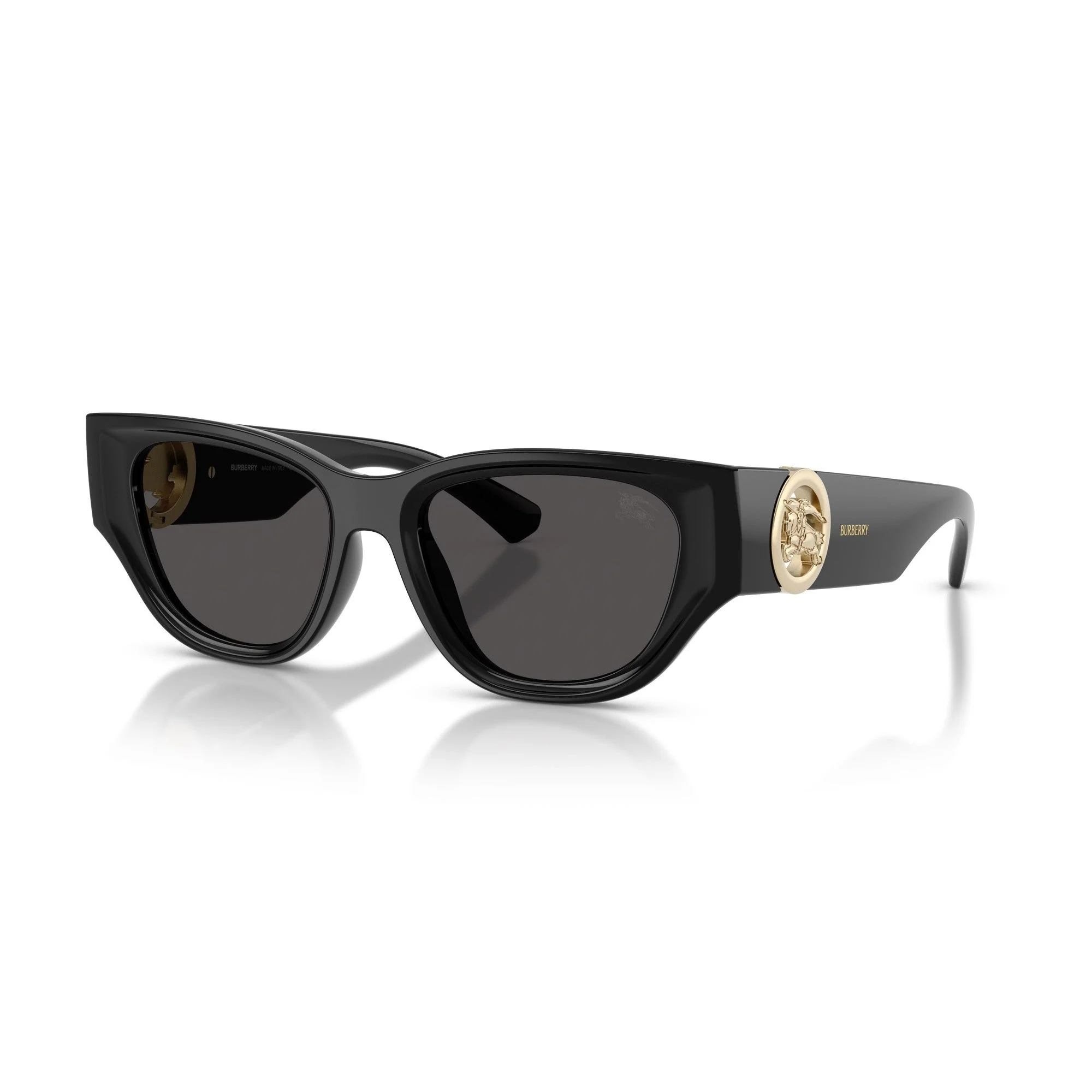 Burberry Black Cat-Eye Sunglasses With Gold Logo Accent - Image 2