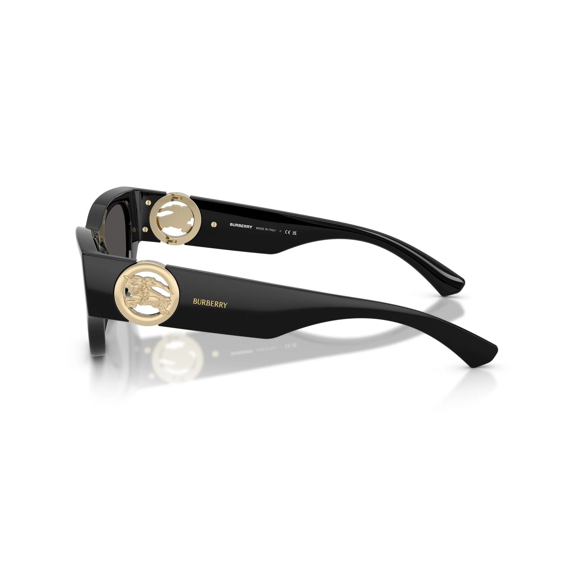Burberry Black Cat-Eye Sunglasses With Gold Logo Accent - Image 3