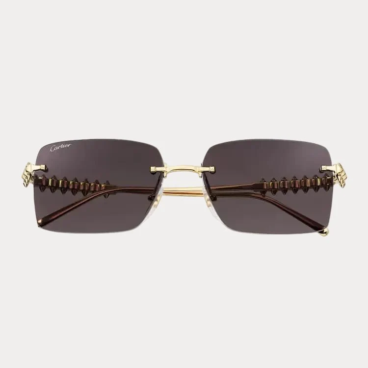 Cartier Luxury Rimless Square Sunglasses With Lconic Clash Studs - Image 2