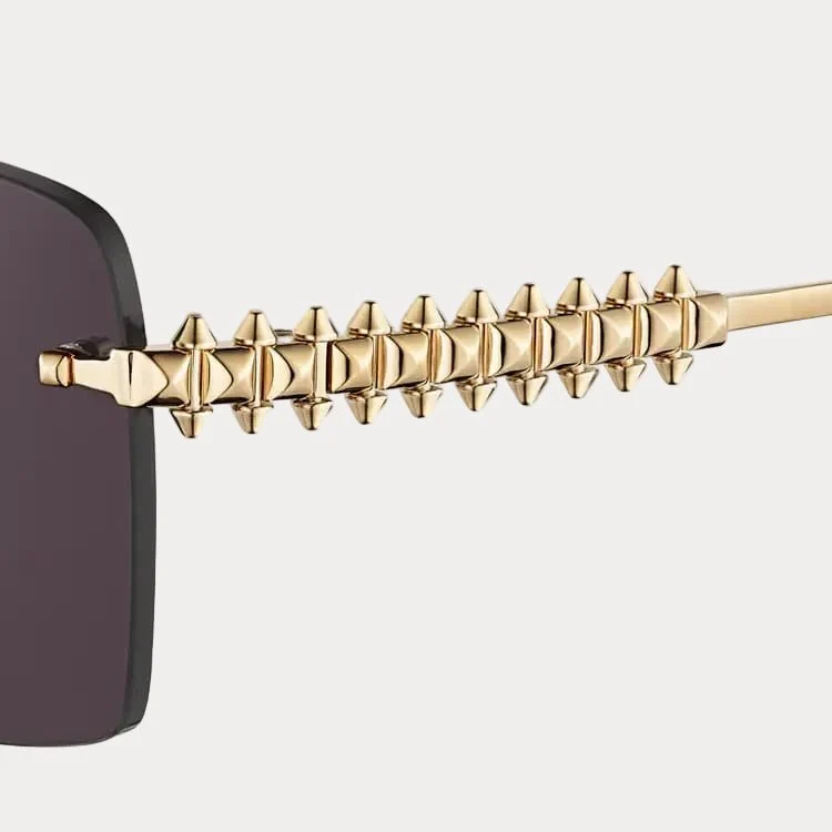 Cartier Luxury Rimless Square Sunglasses With Lconic Clash Studs - Image 3