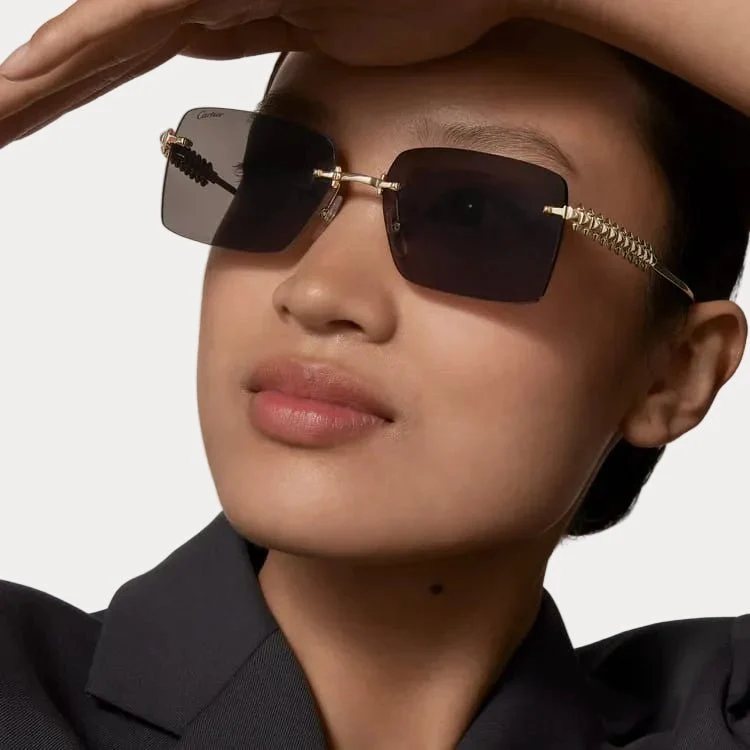 Cartier Luxury Rimless Square Sunglasses With Lconic Clash Studs - Image 4