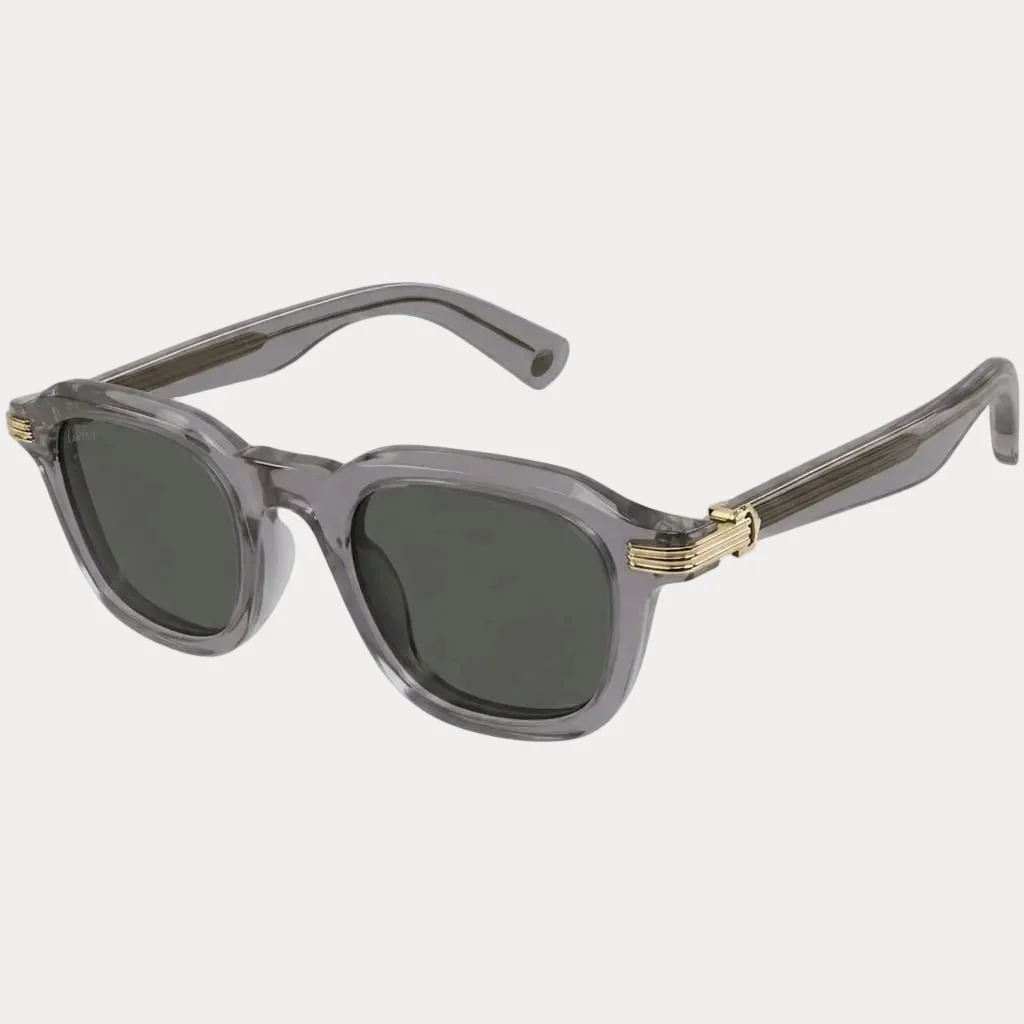 Cartier Transparent Grey Square Sunglasses With Gold Details