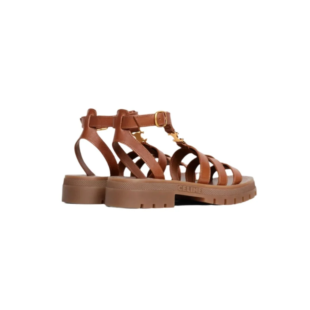 Celine Clea Triumph Gladiator Calfskin Sandals - Vegan Tan - Image 4