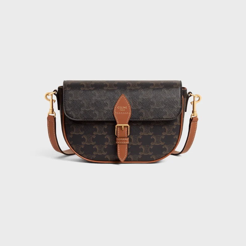 Celine Folco Shoulder Bag in Triomphe Canvas