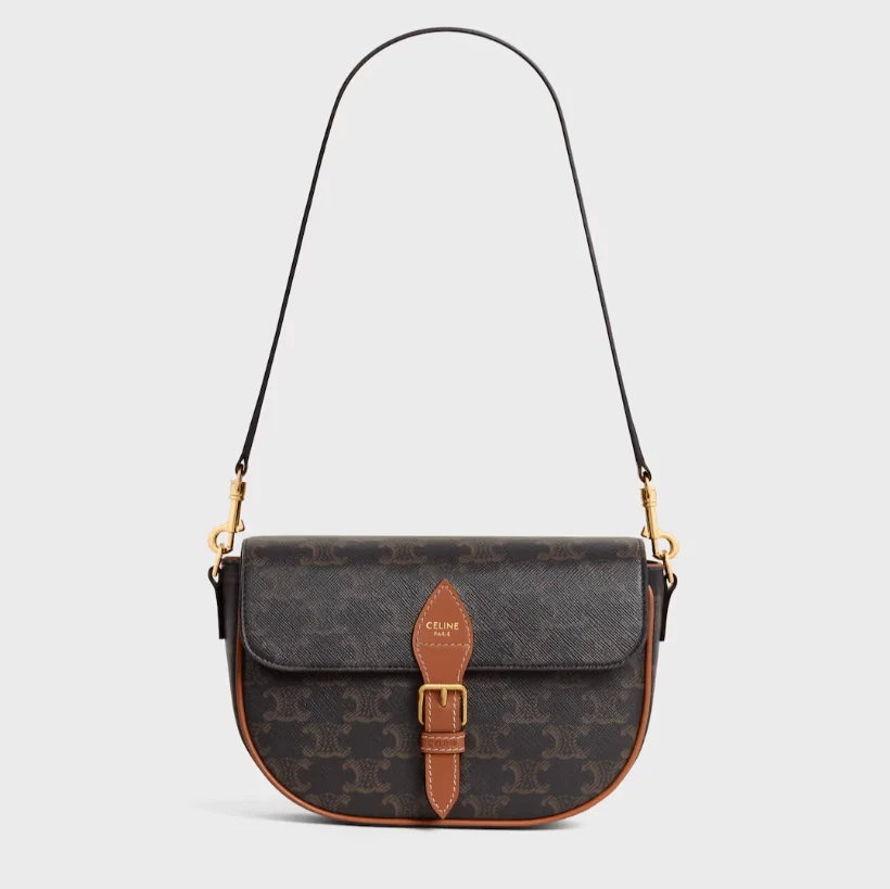 Celine Folco Shoulder Bag in Triomphe Canvas - Image 4