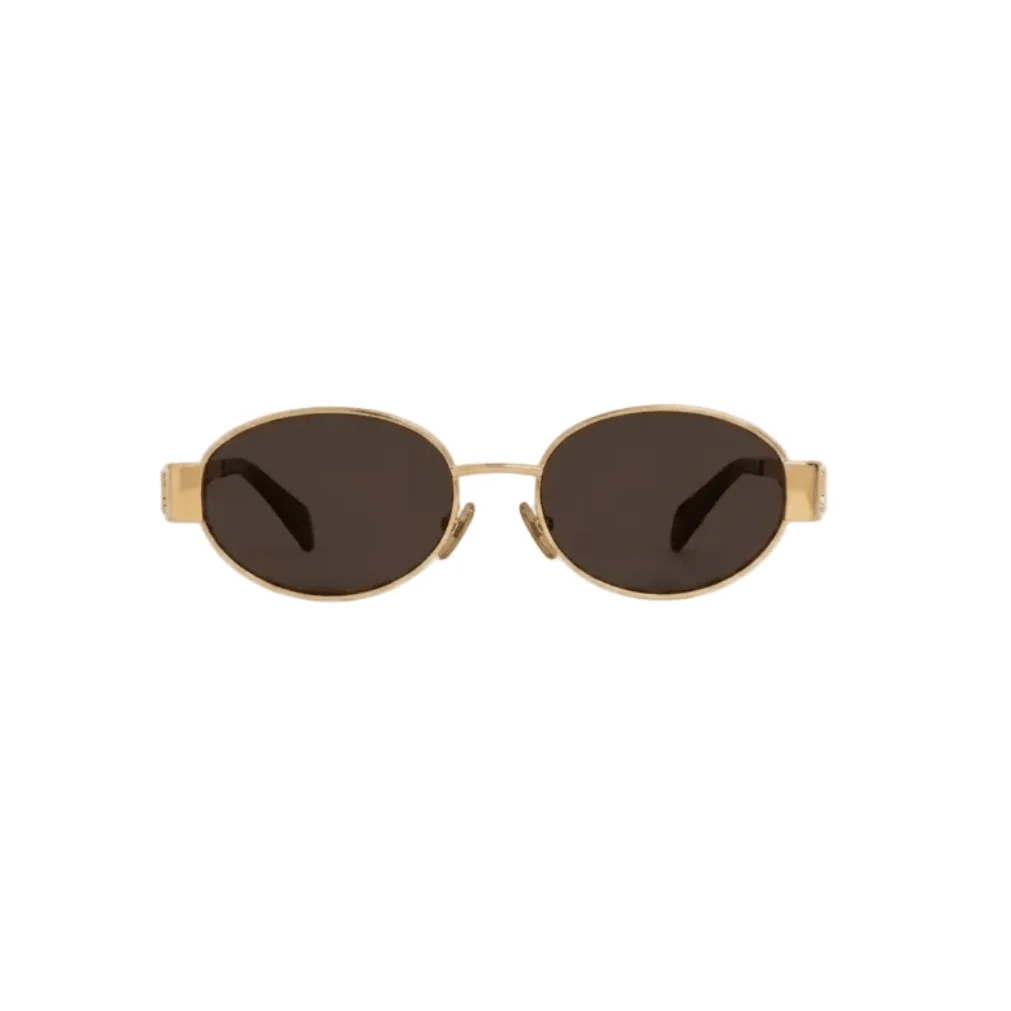 Celine Oval Gold Metal Frame Sunglasses With Brown Gradient Lenses - Image 2