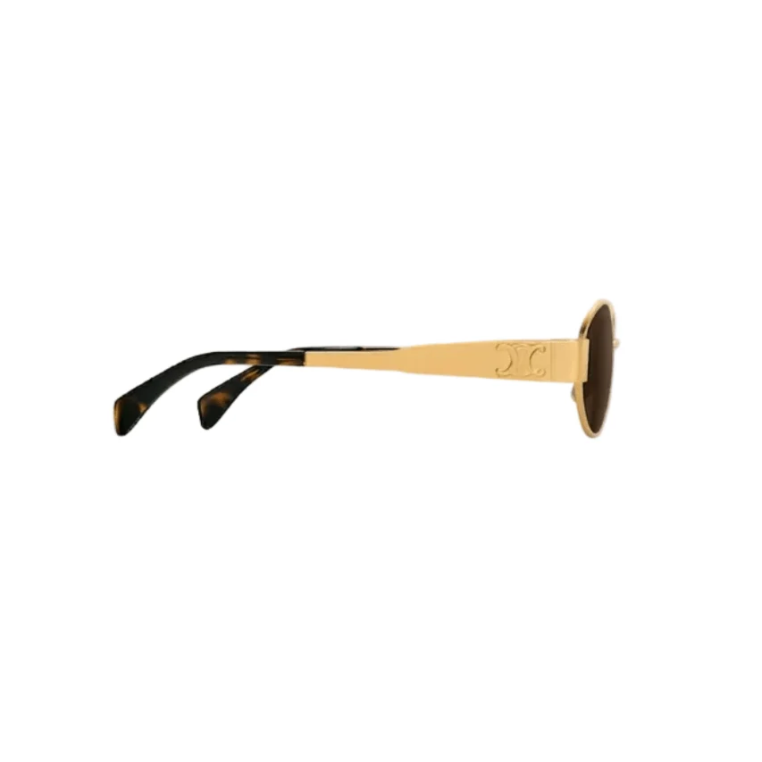 Celine Oval Gold Metal Frame Sunglasses With Brown Gradient Lenses - Image 3