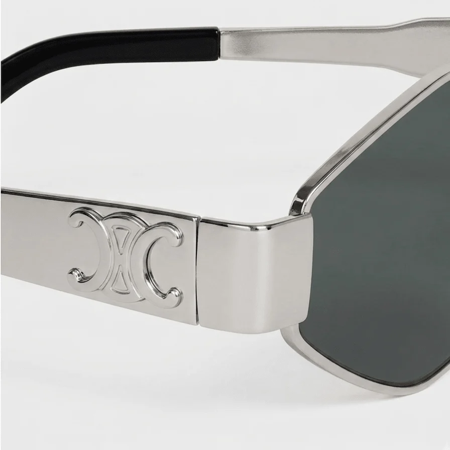 Celine Sunglasses With a Geometric Silver Metal Frame And Gray Lenses - Image 2
