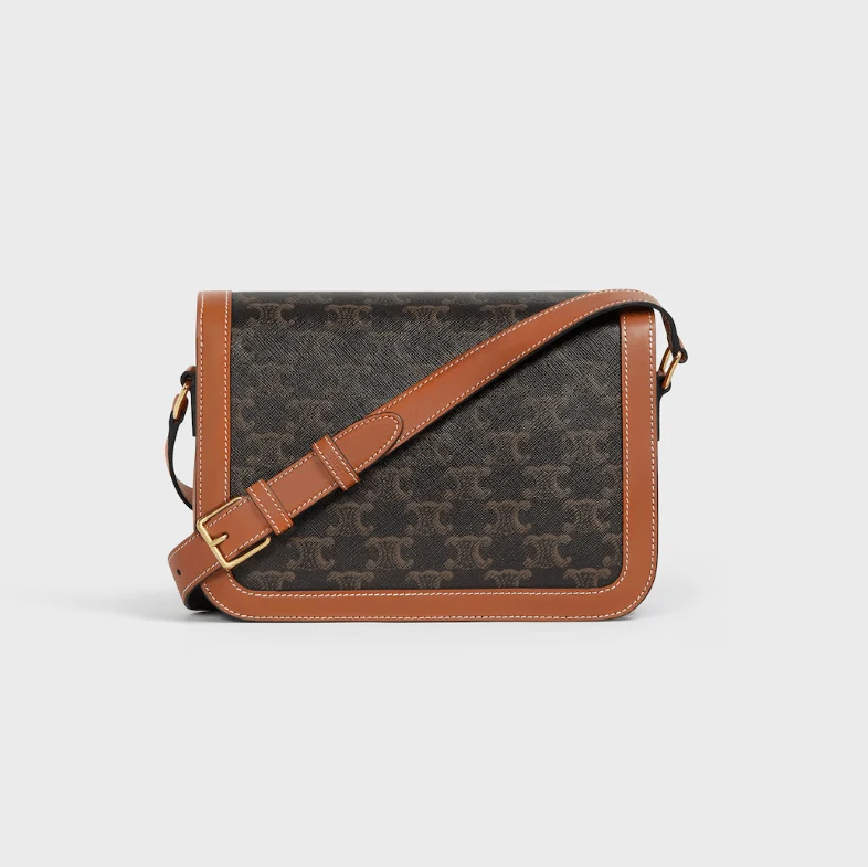Celine Triomphe Canvas and Calfskin Crossbody Bag Tan - Image 2