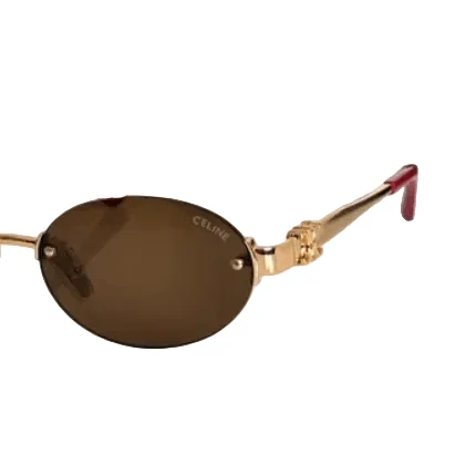 Celine Triomphe Gold Rimless Oval Sunglasses – Brown Lenses - Image 2