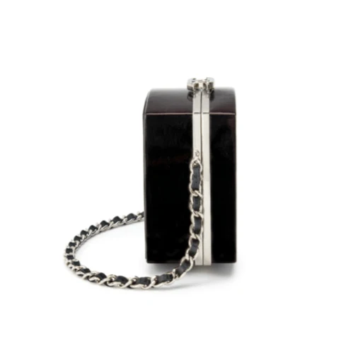 Chanel Black Patent Leather and Silver Mirror Minaudière Silver Hardware - Image 3