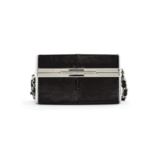 Chanel Black Patent Leather and Silver Mirror Minaudière Silver Hardware - Image 5