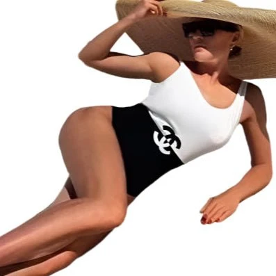 Chanel One-Piece Swimsuit in Black And White - Image 4