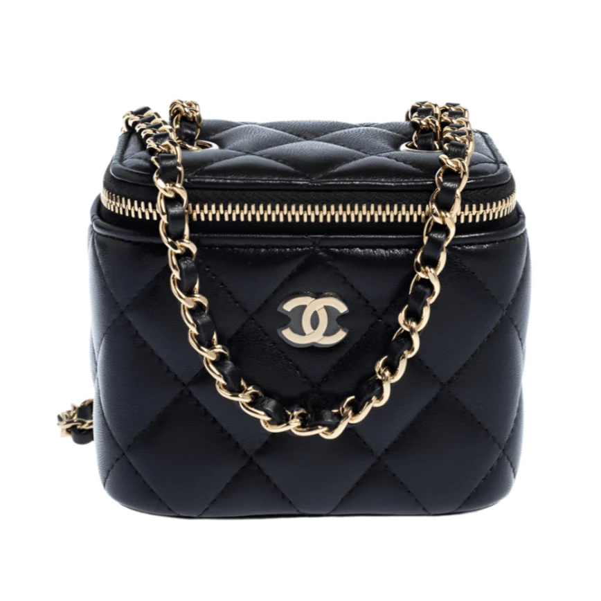 Chanel Mini Vanity Top Handle Bag in Black With Chain - Image 2